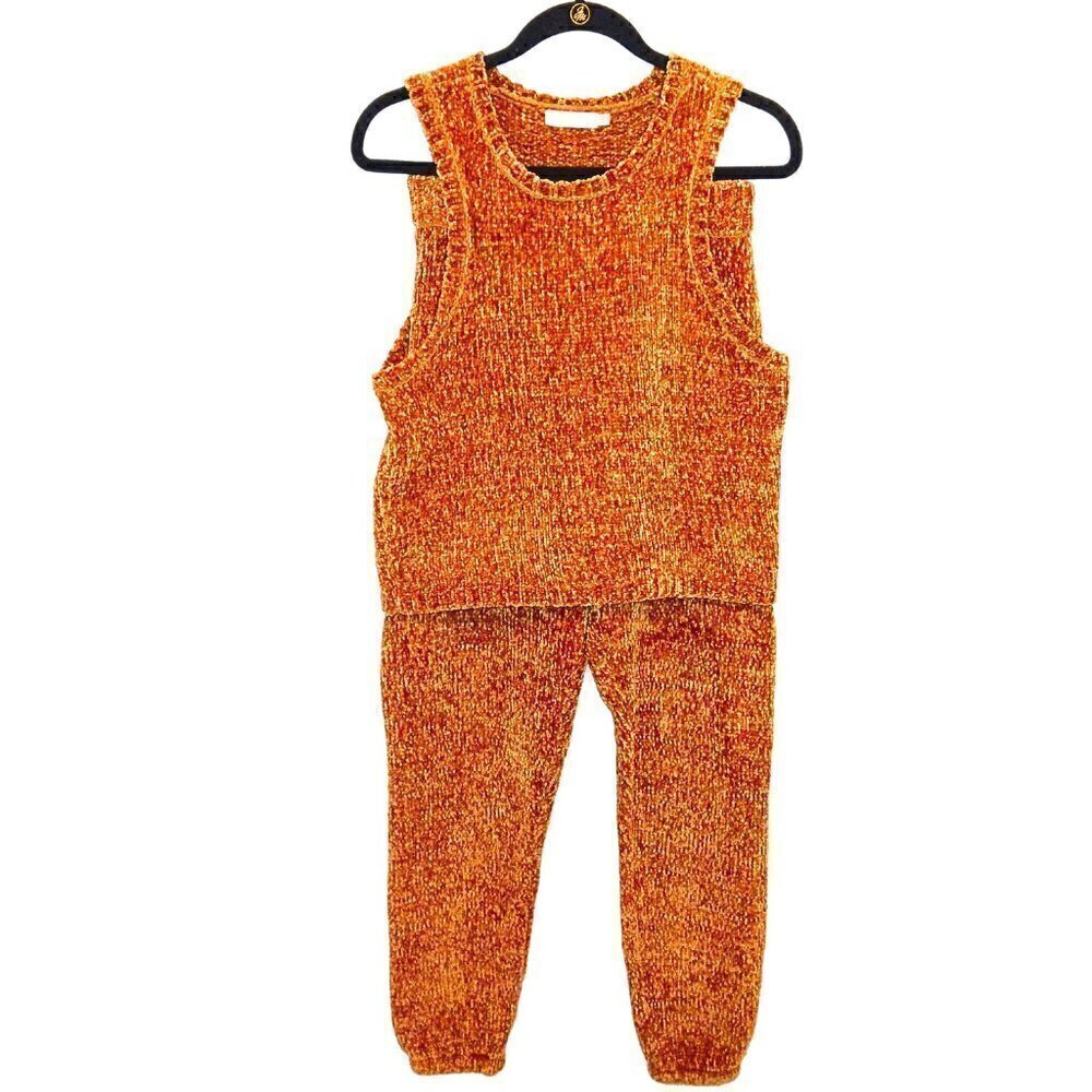 SHOE DAZZLE GOLD CHENILLE TANK & PANTS 2-PIECE OUTFIT - SIZE L